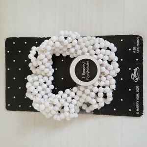 New White Multi Bead Ponytail Holder